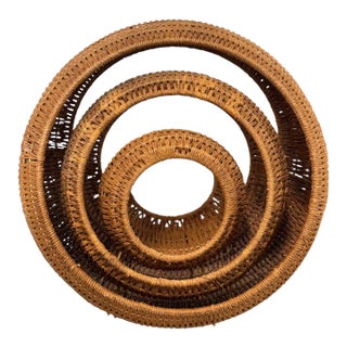 Mid Mod Circle Baskets Set For Sale