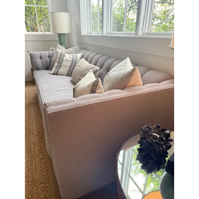 Custom Tufted Sofa With Feather/Down Bench Cushion For Sale In Los Angeles - Image 6 of 12