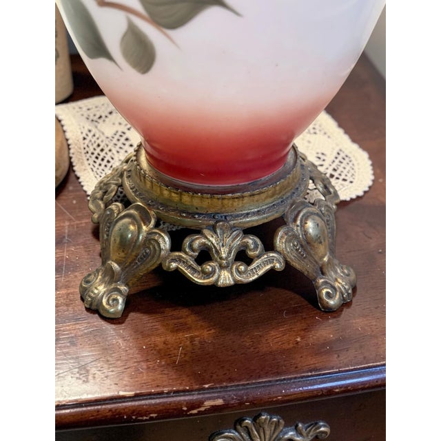 Vintage Hurricane Gone With the Wind Electric Lamp Hand Painted Flowers For Sale - Image 10 of 10