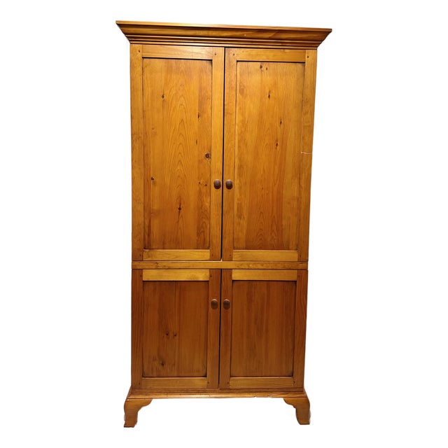 Handmade Late 20th Century Knotty Pine Four-Door Storage Cabinet / Hutch For Sale