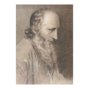 Antique 1837 Sepia Portrait Drawing of Bearded Man