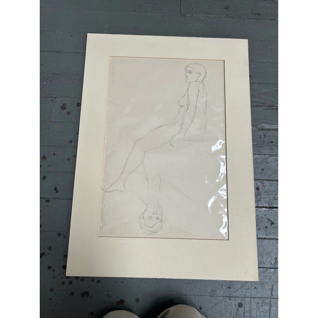 1970’s Original Abstract Expressionist Female Nude Study Drawing For Sale - Image 4 of 5