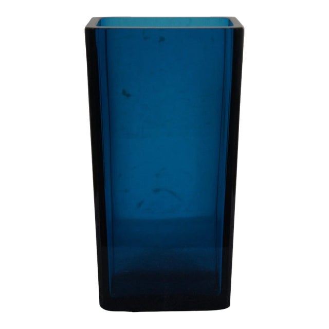 1965 Mid-Century Sven Palmqvist Orrefors Pa Expo Cobalt Blue Flower Vase For Sale