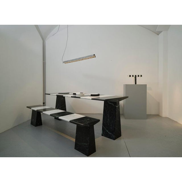 Alcm Horizontal Pendant Lamp in Verde Alpi & Carrara Marbles by Bufalini Design For Sale - Image 6 of 13