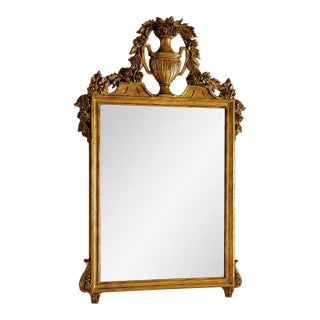 Italian Hand-Carved Gold Leaf Wall Mirror With Beveled Glass For Sale