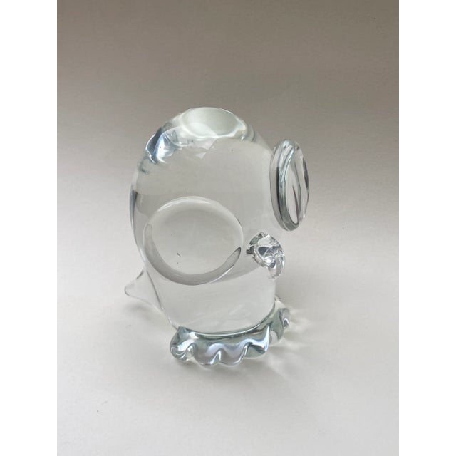 Vintage Murano Owl Signed Licio Zanetti Crystal Owl Circa 1980 For Sale - Image 11 of 13