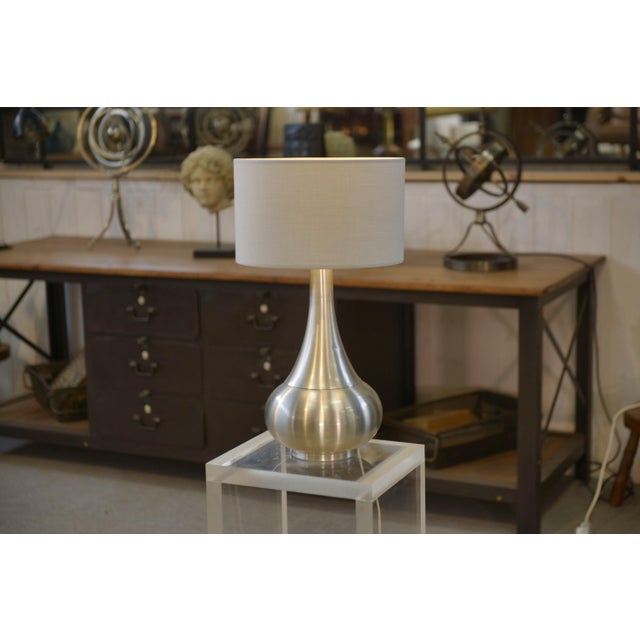 Metal Vintage Table Lamp in Brushed Aluminum, 1970s For Sale - Image 7 of 10