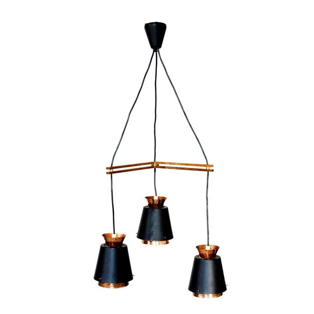 Mid-Century Modern Mid-Century Copper 3-Light Pendant, Norway, 1960s For Sale - Image 3 of 10
