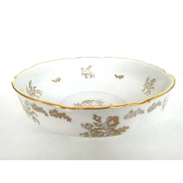 Late 20th Century Porcelaine de France Hand Painted Whitend Gold Centerpiece Bowl Dish For Sale - Image 5 of 11