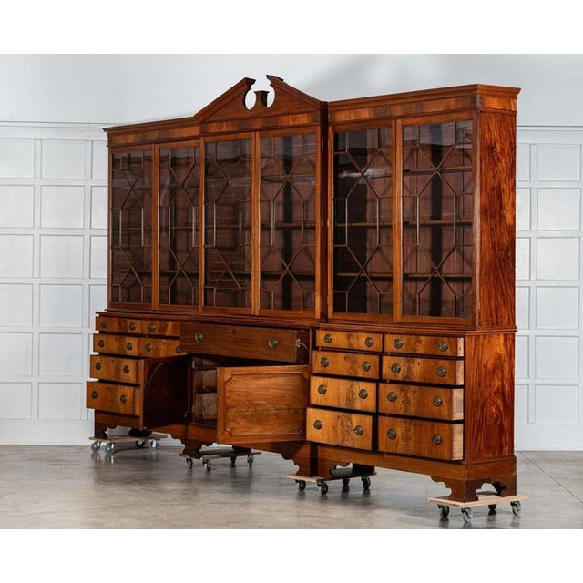 Large English Georgian Mahogany Breakfront Library Bookcase Set, 1790 For Sale - Image 6 of 18