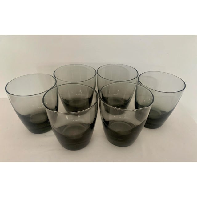 Mid-Century Modern Grey Smokey Scandinavian Balloon Glasses - Set of 6 For Sale - Image 3 of 5