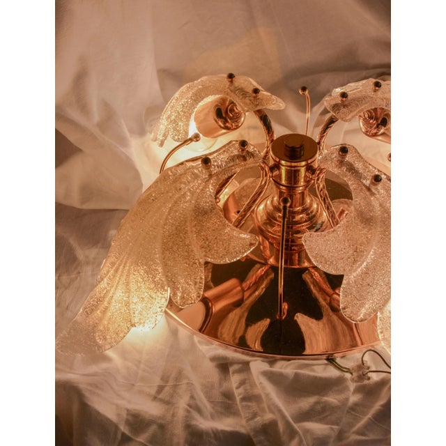 Vintage Murano Glass Leaf Flush Mount in Brass by Carl Fagerlund, 1970s For Sale - Image 10 of 11