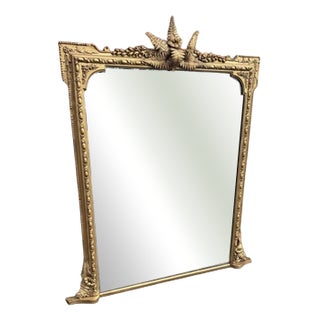 Large Antique English Gilt Overmantle Mirror, 19th Century For Sale