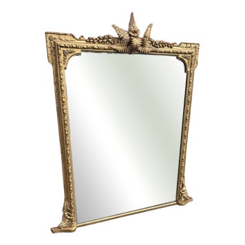 Large Antique English Gilt Overmantle Mirror, 19th Century For Sale