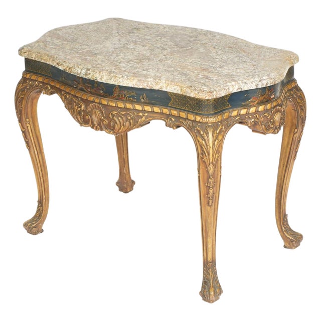 19th Century French Chinoiserie Center Table With Marble Top For Sale