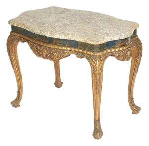 19th Century French Chinoiserie Center Table With Marble Top