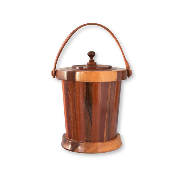 1960s Hand-Made Midcentury Modern Wood Ice Bucket For Sale - Image 5 of 9