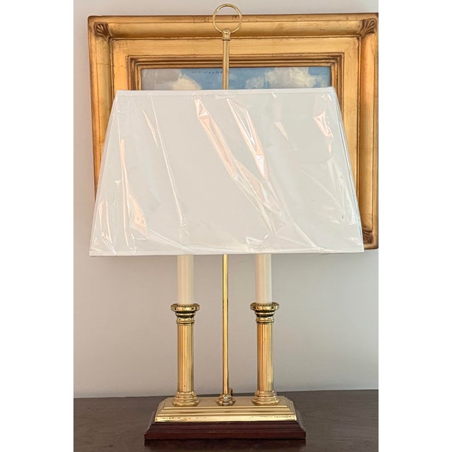 French Brass Tole Bouillotte Candlestick Lamp For Sale - Image 11 of 11