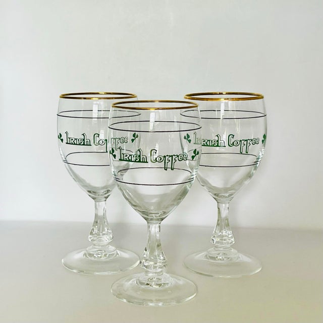 1950s 1950s Gold Trimmed Irish Coffee Goblets - Set of Three For Sale - Image 5 of 7
