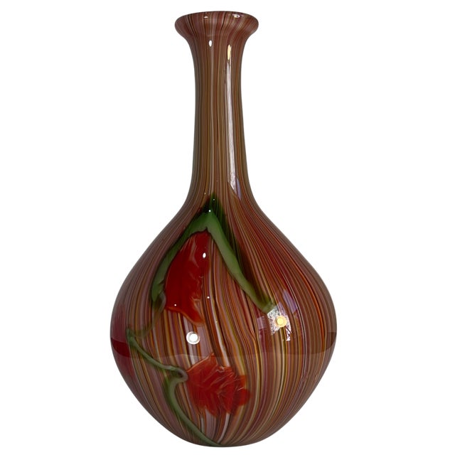 Murano Millefiori Floral Medallion Filigrana Art Glass Vase For Sale - Image 11 of 18