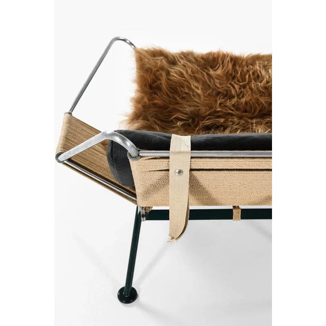 1960s Lounge Chair in Metal and Sheepskin attributed to Hans J. Wegner, 1960s For Sale - Image 5 of 9