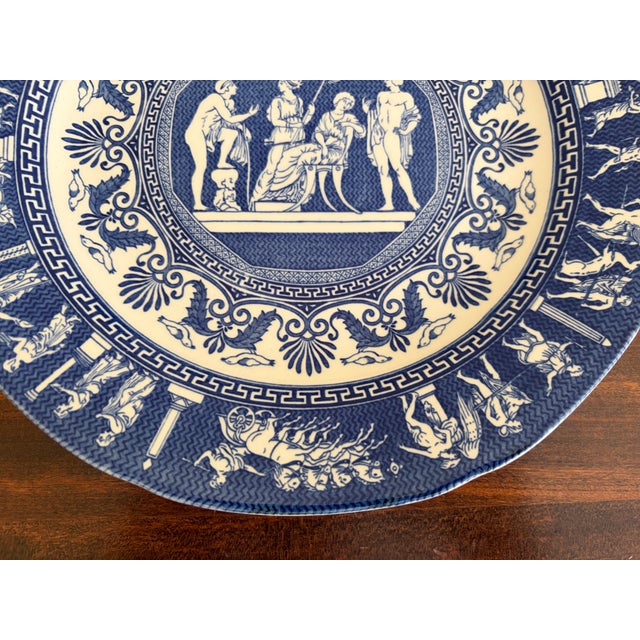 Ceramic Vintage Mottahedeh Greek Revival Blue and White Neoclassical Plate For Sale - Image 7 of 11