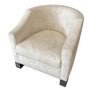 De Le Cuona Anatasia Quartz Upholstered & Oak Wilson Barrel Back Chair From the Madeline Stuart Collection