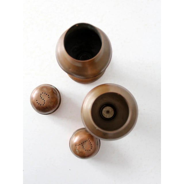 Metal Vintage Copper Salt and Pepper Shakers For Sale - Image 7 of 10