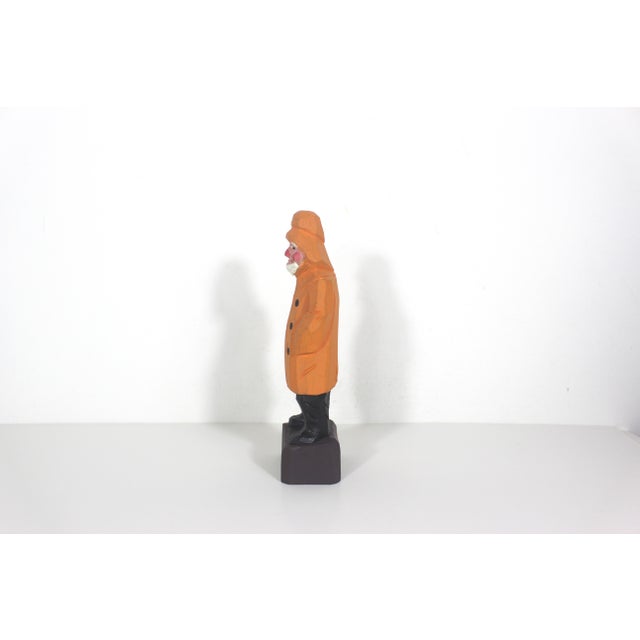 1970s Vintage Hand Carved Wood Captain Fisherman Folk Art For Sale - Image 5 of 8