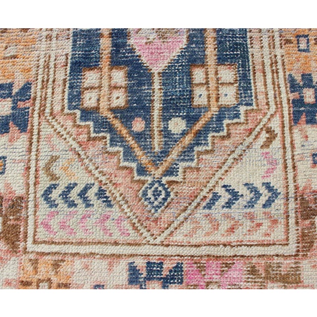 Vintage Turkish Oushak Runner With Soft Indigo, Peach, and Rose Colors 2'5 X 7'7 For Sale In Atlanta - Image 6 of 11