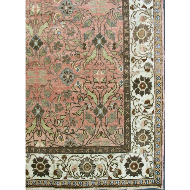 Turkish Vintage Turkish Oushak Rug With All-Over Floral Design in Pink Color Field For Sale - Image 3 of 5