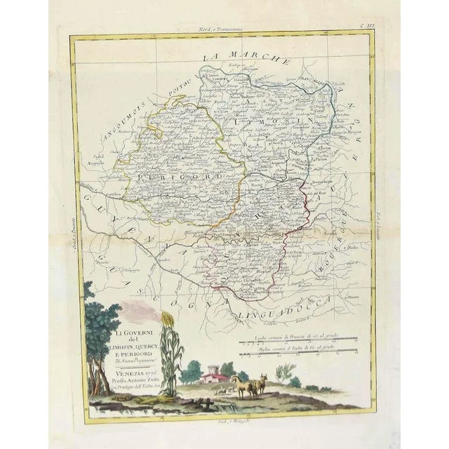 Antonio Zatta - Map of Lymosin-Perigord-Quercye - Original Etching - 1776 For Sale - Image 3 of 3