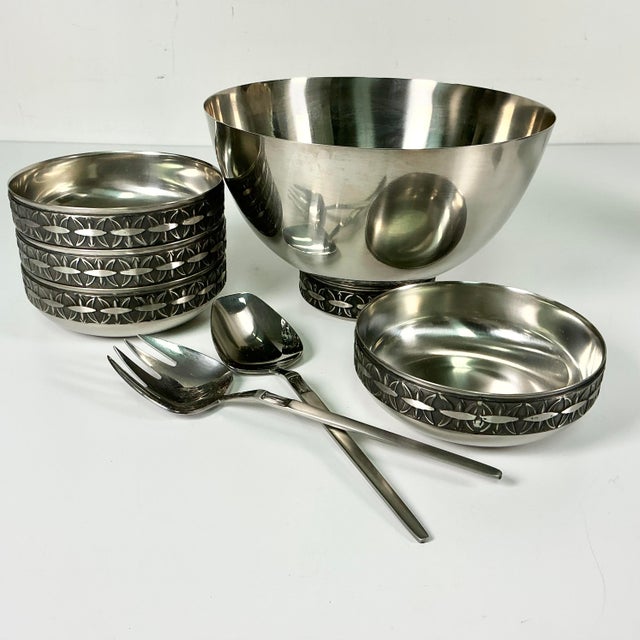 Mid-Century Modern 1970s Mid-Century Danish Modern Gustavia Boho Chic Swedish Salad Bowls Set - 7 Pieces For Sale - Image 3 of 18