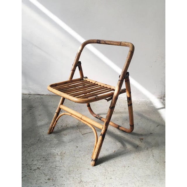 Mid-Century Bamboo Folding Chair with Brass Details, 1950s For Sale - Image 11 of 11