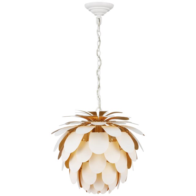 Chapman & Myers for Visual Comfort Signature Cynara Small Chandelier in White & Gild For Sale