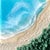 Here on the beach #3 by Ana Hefco | Mixed Media on Wood Beach scene with waves and green foliage. For Sale