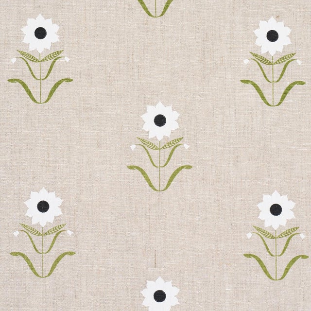 Contemporary SAMPLE - Schumacher x Peg Norriss Forget Me Nots Fabric In White On Linen For Sale - Image 3 of 4