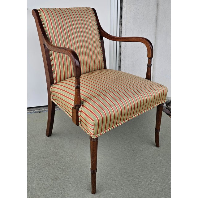 Late 20th Century Late 20th Century Hickory Chair Co. Regency Mahogany and Upholstered Armchair For Sale - Image 5 of 7