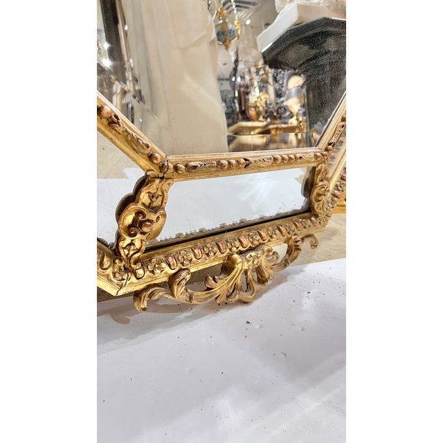 Gold Antique Giltwood Mirror in French Louis XVI Style For Sale - Image 8 of 14