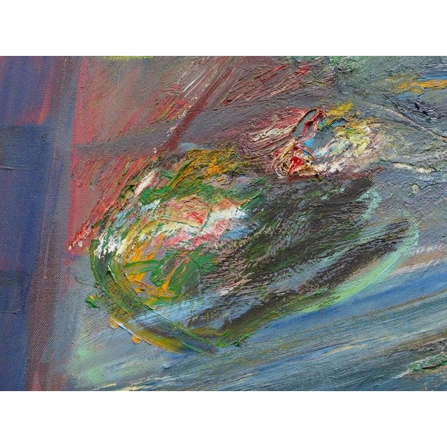 Abstract Abstract Acrylic Painting on Canvas by Warren Fischer ‘American, 1943-2001’ For Sale - Image 3 of 14