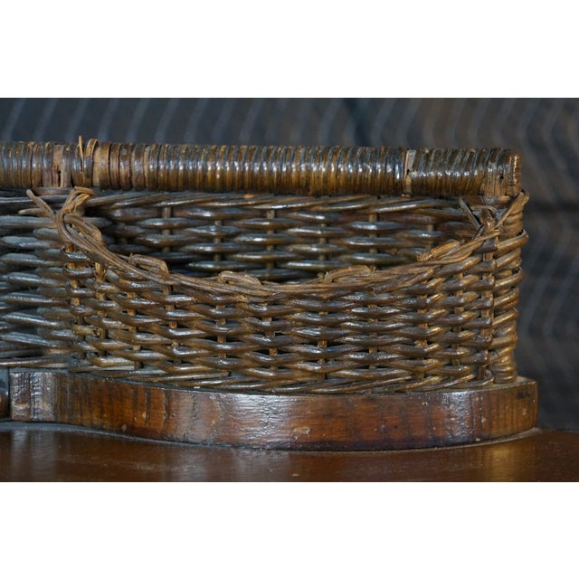 Antique American Quartersawn Oak & Wicker Kidney Writing Desk Dressing Table For Sale - Image 11 of 16