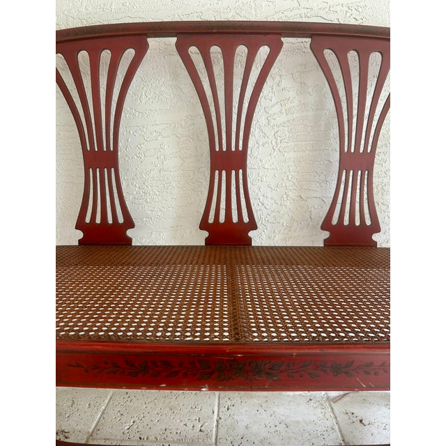 Late 19th Century Late 19th Century Antique Jacob & Josef Kohn Wien Hand Painted Cane Seated Sette & Chairs 59-362c For Sale - Image 5 of 17