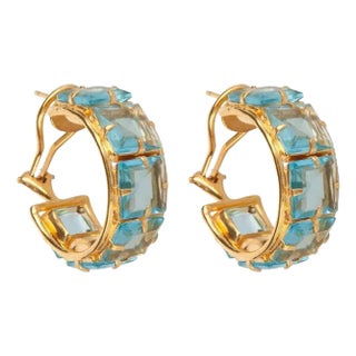 Alanna Hoops (Light Blue) (Pierced French Clip) For Sale