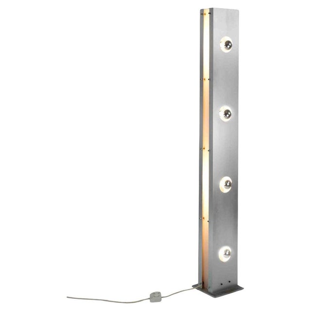 Vintage 4-Light Floor Lamp in Brushed Steel, Italy, 1970s For Sale - Image 10 of 10