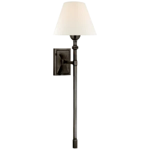 Alexa Hampton for Visual Comfort Signature Jane Large Single Tail Sconce in Gun Metal with Linen Shade