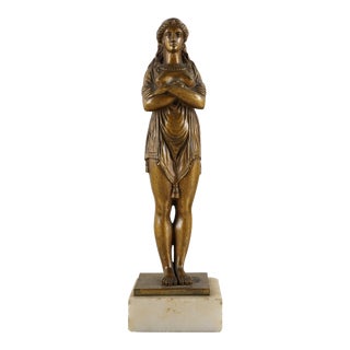 Antique French Bronze Lost Wax Nude Sculpture of Diana For Sale
