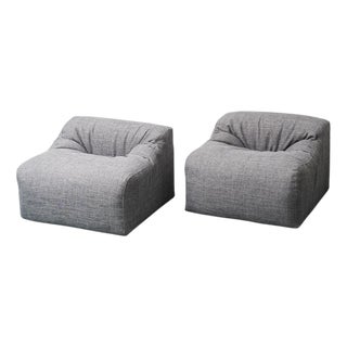 Grey Fabric Armchairs, 1970s, Set of 2 For Sale