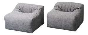 Grey Fabric Armchairs, 1970s, Set of 2