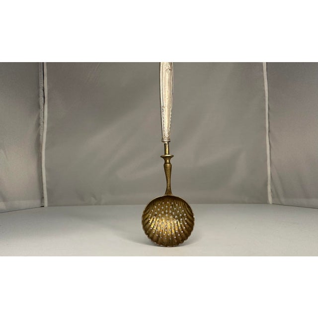 Silver Antique Sterling Silver Gold Vermeil Sugar Sifter Spoon For Sale - Image 8 of 9