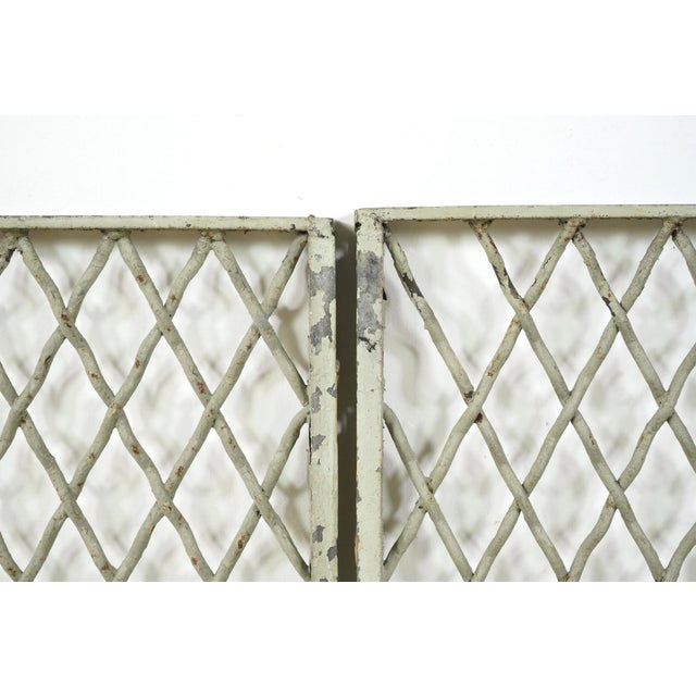 Pair of Reclaimed Industrial Steel Mesh Security Panels 41.5 X 22.25 In. For Sale - Image 6 of 8